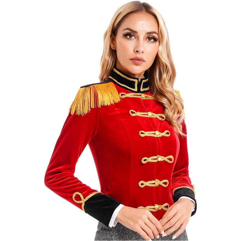 Teen Girls Circus Ringmaster Costume Cosplay Christmas Halloween Theme Party giacca a maniche lunghe con frange cappotto Honor Guard Uniform