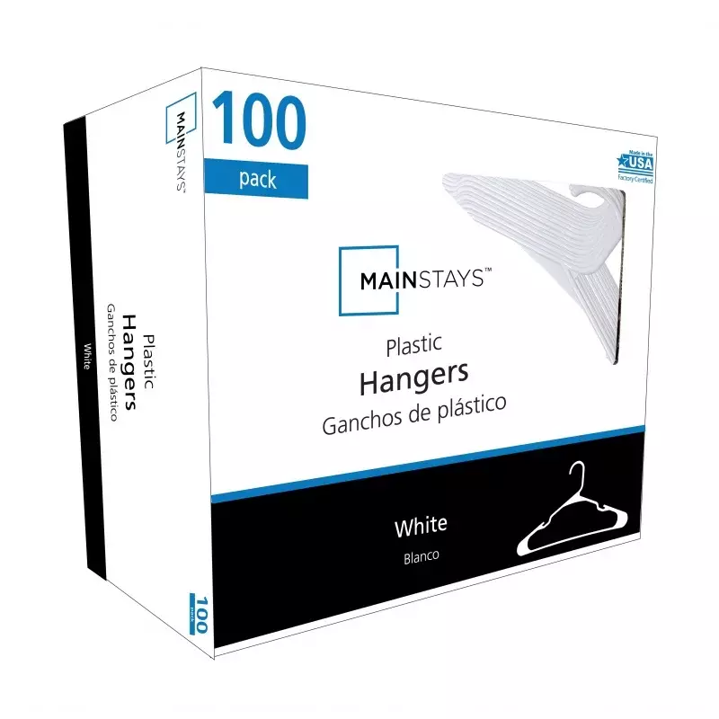 Steunpilaren Plastic Gekerfde Volwassen Hangers Voor Elk Kledingtype, Witte 100 Tellen