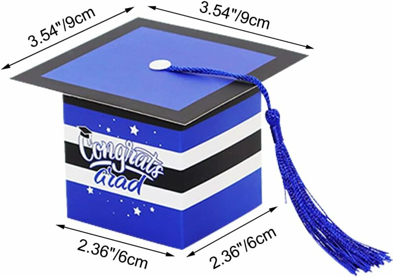 Scatole di caramelle di laurea scatole regalo di laurea di congratulazioni bianche blu per scatole di bomboniere per feste di laurea