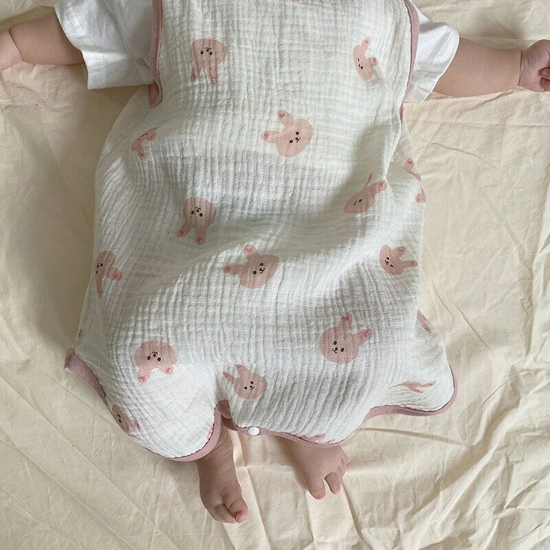 Saco de dormir para bebé, chaleco sin mangas, edredón antipatadas para niño recién nacido, hilo de algodón fino de doble capa de verano