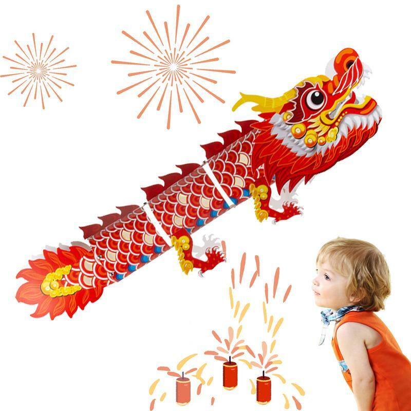 Kits de lanternas de papel do ano novo chinês dragão dançando diy lanternas de papel de primavera para festival artesanal