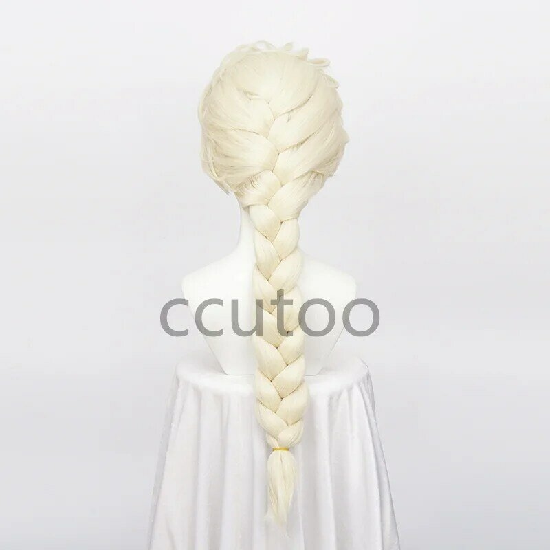 Ccutoo-Peluca de Elsa sintética, cabellera trenzada con estilo Rubio, para Cosplay, Halloween, Carnaval, fiesta, juego de rol, gorro