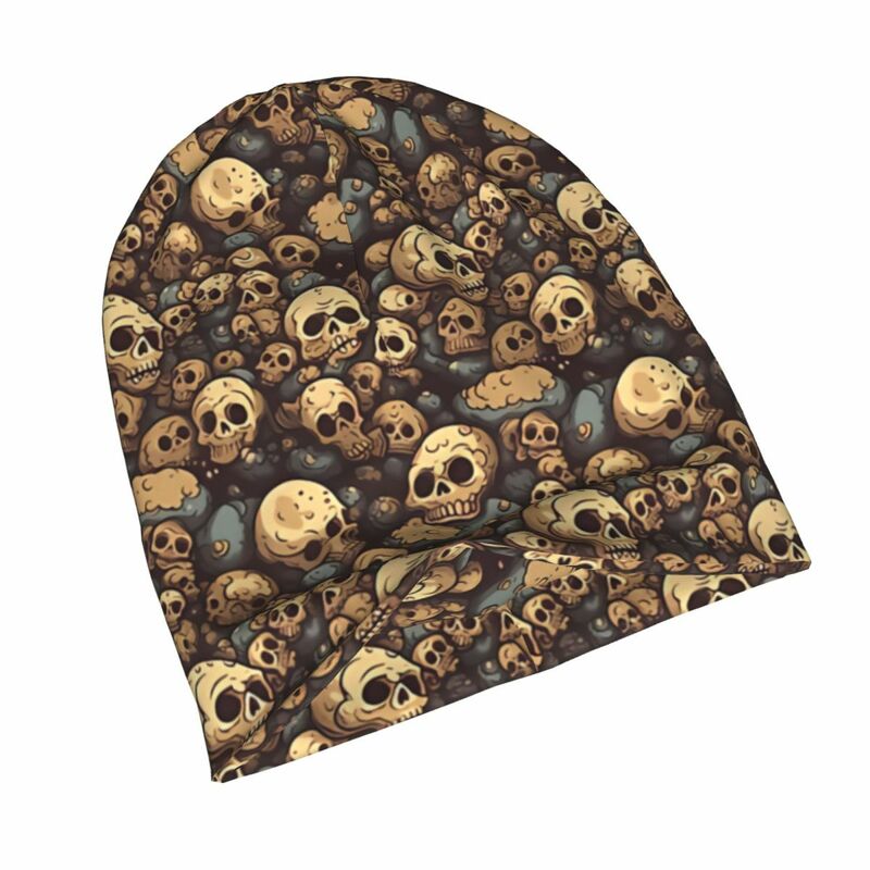 Skull Style Skullies Gorros Bonés para homens e mulheres, desenho animado pilha de caveiras chapéu fino, chapéu chapéu chapéu Hip Hop Ski para outono e primavera