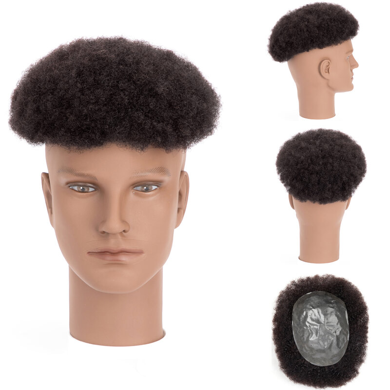 Fro kręcone włosy topee dla mężczyzn 100% Afro ludzkie włosy z wtryskiem naturalną linią włosów
