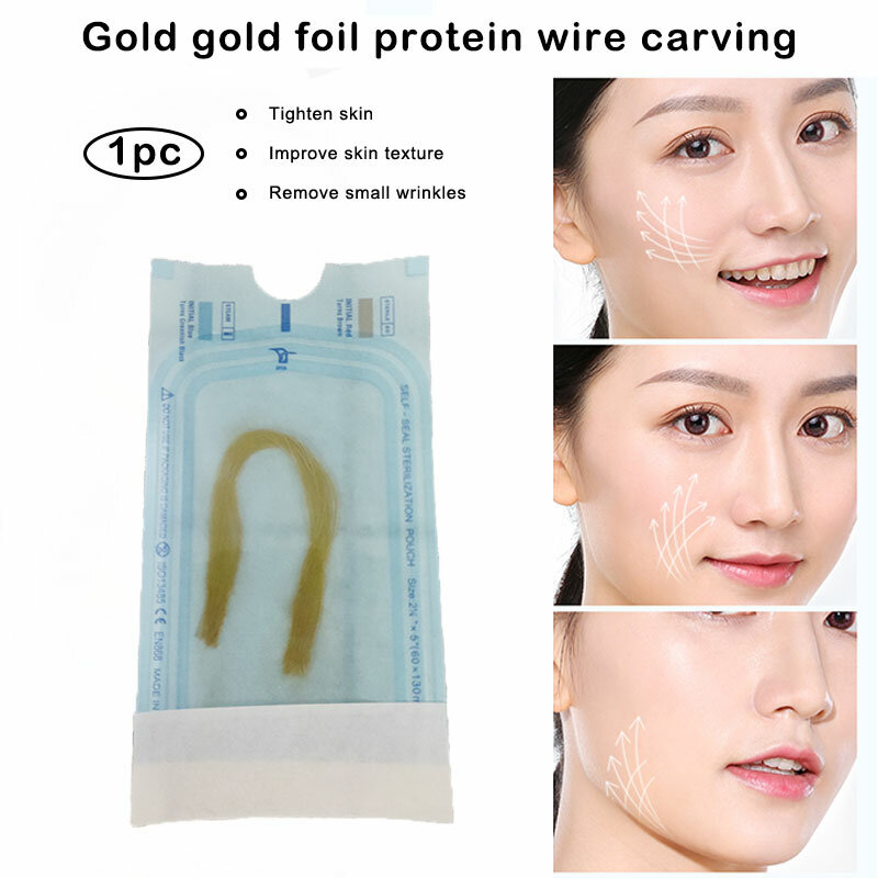 Línea de proteína dorada sin hilo de aguja para tallar, reafirmante antiarrugas, líneas finas, productos de estiramiento y blanqueamiento antienvejecimiento