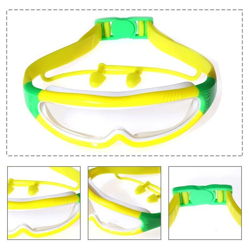Adult/Children Professional Swimming Glasses Swimming Goggles with Nose Clip Ear Plugs Anti-Fog Anti-UV Silicone Colorful