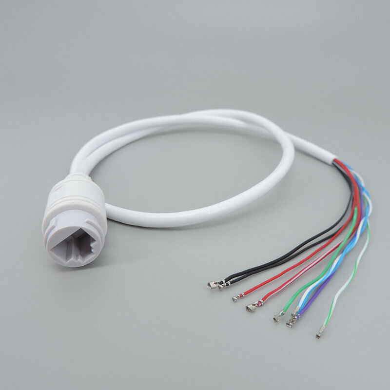 Kabel jaringan RJ45 15V 9pin 9 core, kabel Port jaringan POE daya satu sisi kabel POE untuk kamera IP pemantauan CCTv Putih Hitam