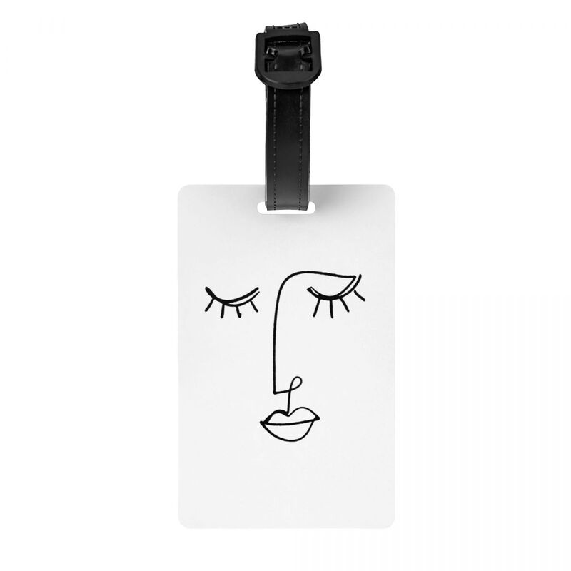 Custom One Line Face Art Luggage Tag With Name Card Pablo Picasso Privacy Cover ID Label for Travel Bag Suitcase