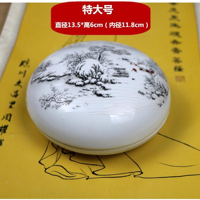 Jingdezhen กล่องเซรามิกลายพิมพ์ภูมิทัศน์ที่เต็มไปด้วยหิมะกล่องพอร์ซเลน panci Tanah liat แกะลายโบราณว่างเปล่า B