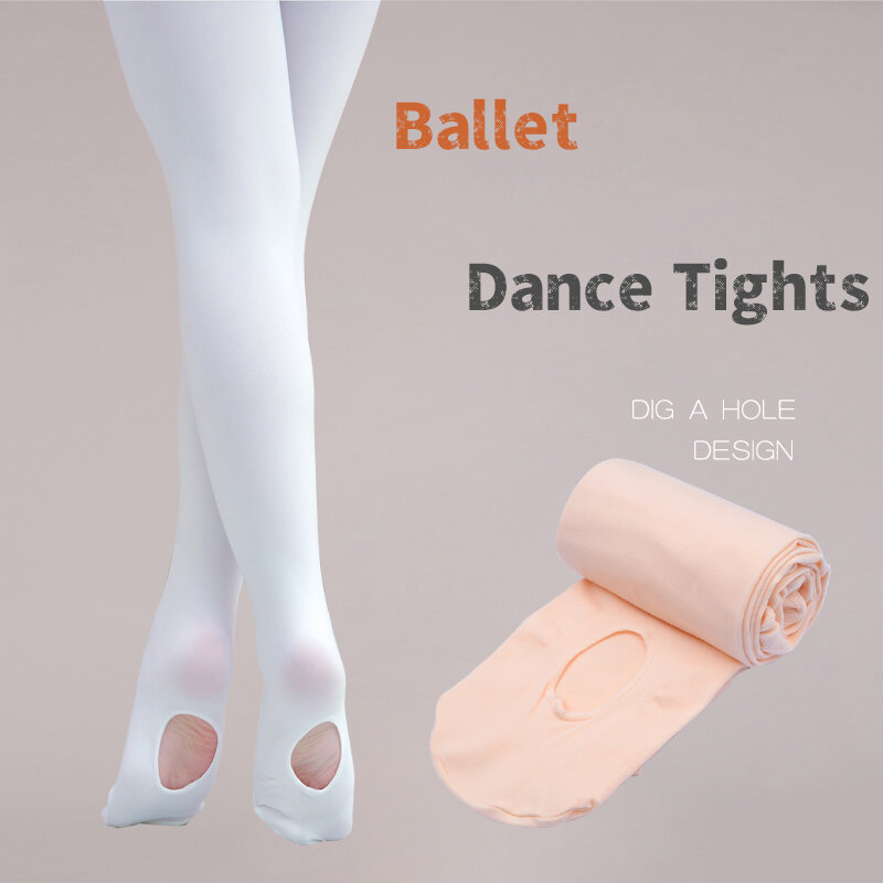 Meias de balé sem costura com buraco para mulheres e meninas, meia-calça de dança suave, primavera e outono