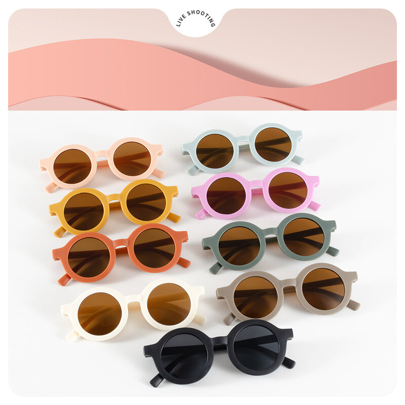 Gafas de sol con montura redonda para niños, lentes de sol para bebés de 1 a 7 años, sombreado, protección solar