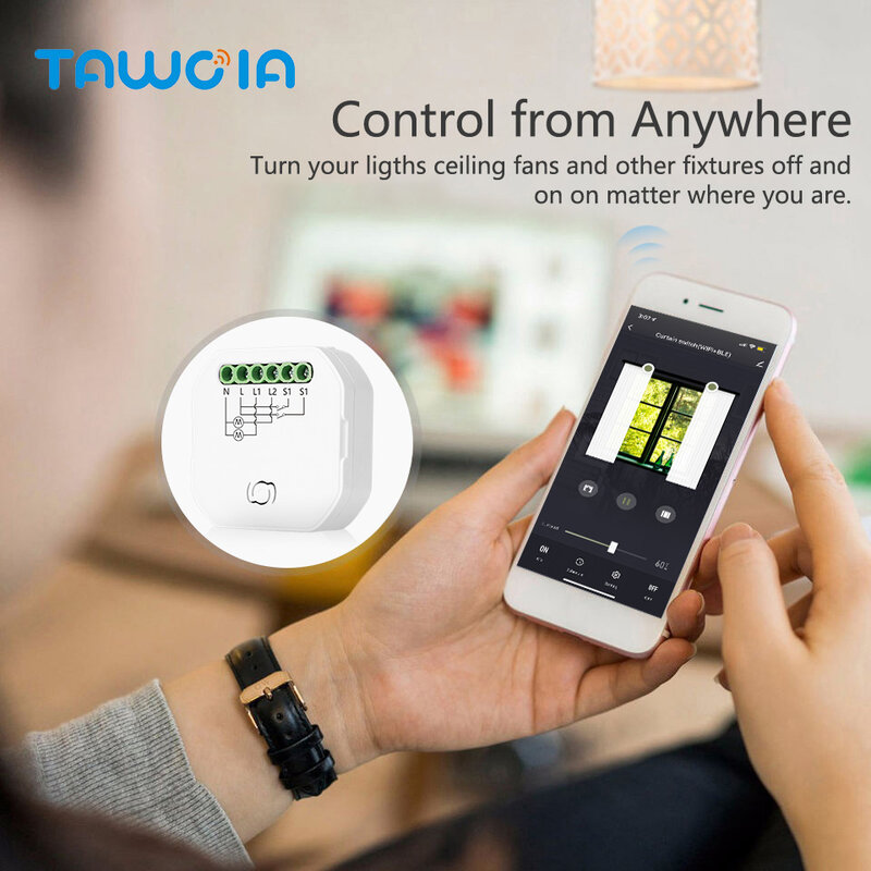 TAWOIA-Joli WiFi intelligent, variateur de lumière bricolage, interrupteur de rideau, télécommande d'application Smart Life, Alexa, Google Home, commande vocale