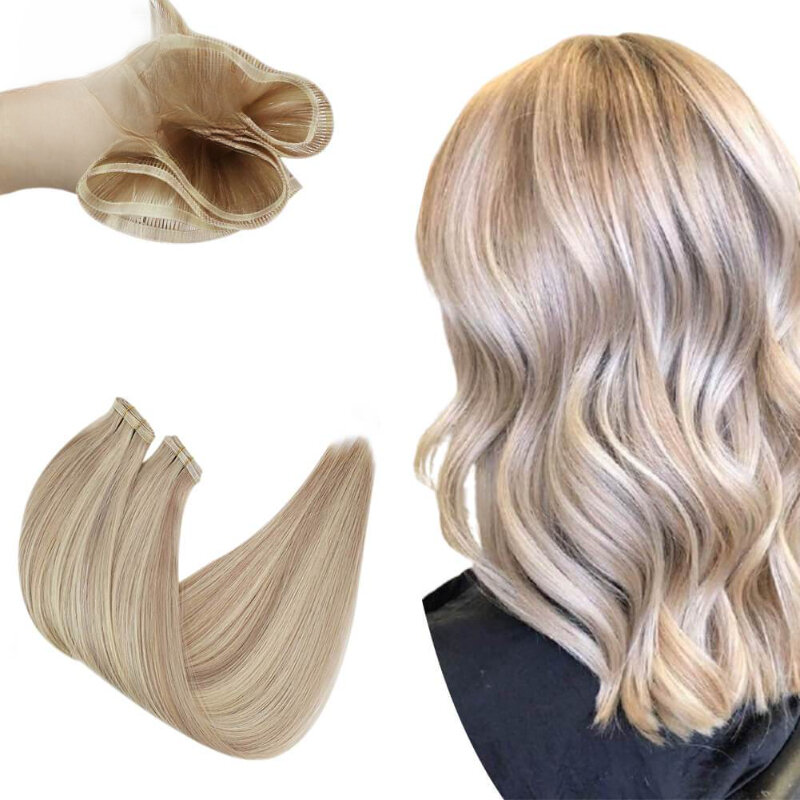 Hair Weft Virgin Hair Extensions Flat Silk Hair Weft 50g/2pcs Sew In Bundles Real Human Hair Smooth Straight Hair For Salon