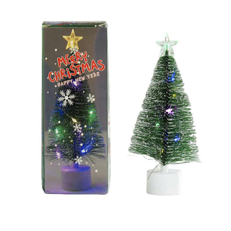 Mini Christmas Tree Green Cedar LED Lights Pine Needle Tree Christmas Decor Desktop Ornament Gifts New Year Home Party Supply