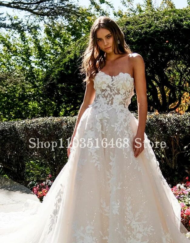 Elegant Sheath Wedding Dresses 2024 For Women Luxury Applique A-Line Bohemian Couture Bridal Vestidos Novias Boda