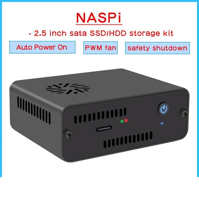 Baru Geekworm NASPi 2.5 inci SATA HDD/SSD NAS kotak penyimpanan casing untuk Raspberry Pi 4 (mendukung maks. 9.8mm ketebalan HDD/SSD)