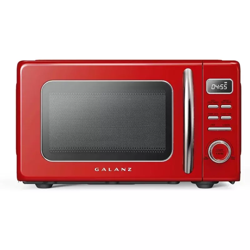 Galanz GLCMKZ07RDR07 Retro Countertop Microwave Oven with Auto Cook&Reheat,Defrost,Quick Start Functions,Pull Handle.7 cu ft,Red