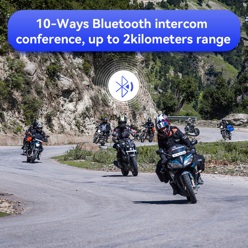 Lexin-GTX Bluetooth Capacete para Motocicleta, Suporte a Intercom, Ouça Música, 1Time10 Riders, 2000m, Novo, 2023