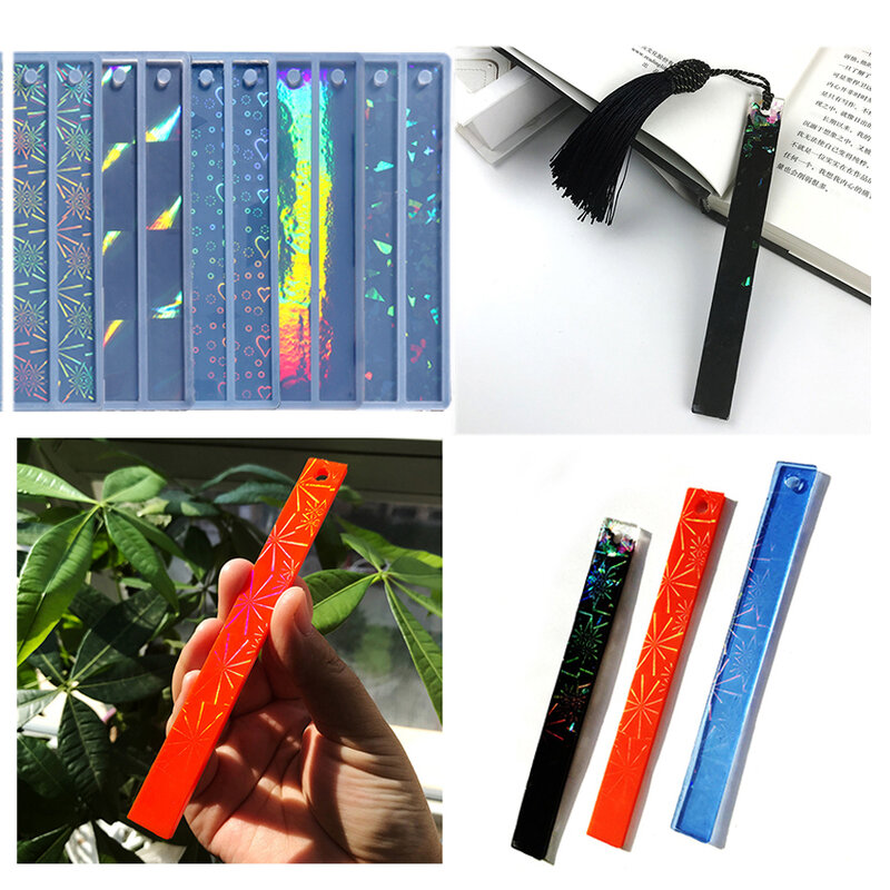 Đa Laser Holographic Ánh Sáng Và Bóng Tối Bookmark Silicone Khuôn Nhựa Epoxy Khuôn Mẫu Cho DIY Trang Trí Nội Thất Thủ Công Đồ Trang Sức Làm Công Cụ