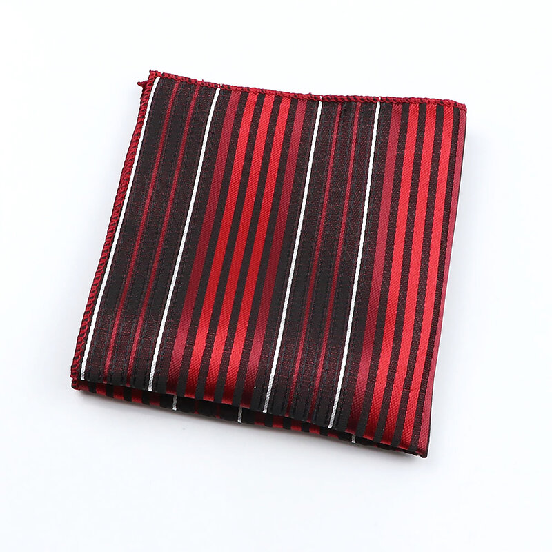 Pañuelo cuadrado de bolsillo de poliéster de seda para hombres, pañuelos a cuadros a rayas de 24cm de ancho, punto rojo y azul, accesorio de banquete, regalo de moda