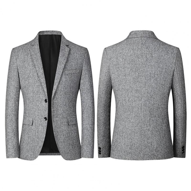 Temperament  Men Jacket Male Handsome Pockets Suit Coat Lapel Outwear Men Blazer for Bridegroom