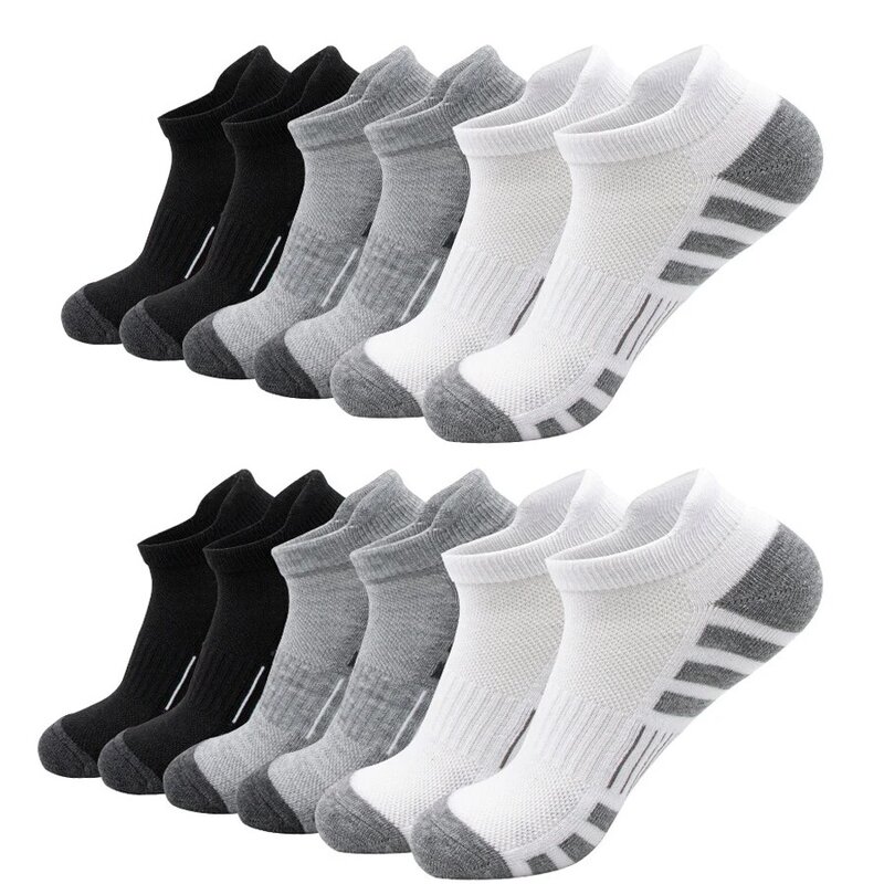 6 Pairs Ankle Socks Man Athletic Running Socks Low Cut Casual Sports Socks Breathable Cushioned Tab Short Socks for Men Women