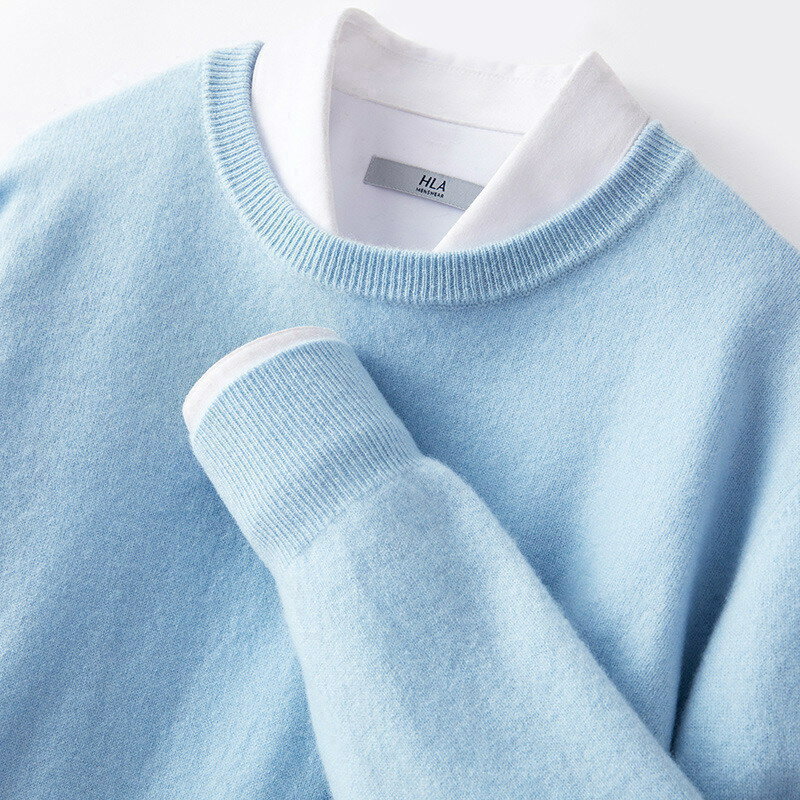 Soft Cashmere Sweater Men's Clothing O-Neck Pullovers Knit Spring Autumn Annals Woolen Blend Tops