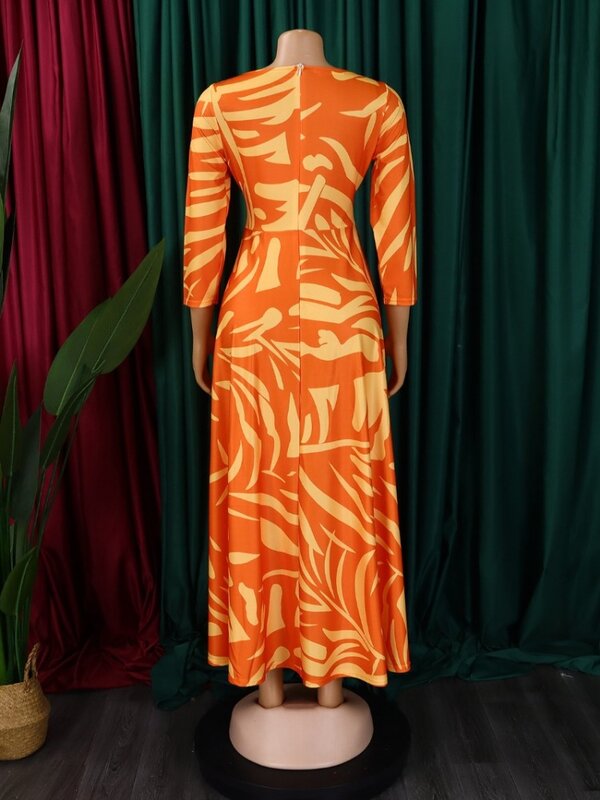 African Dresses For Women Plus Size Polyester New Vetement Femme Dashiki Abaya Print Maxi Dress Africa Clothes Dashiki Ankara