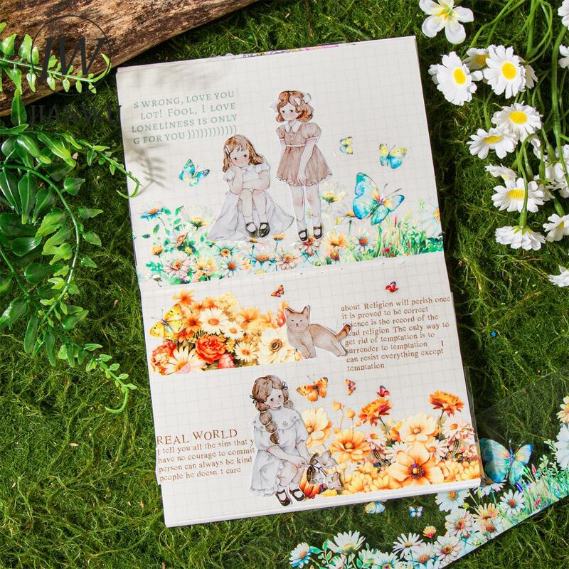 JIANWU-Cinta de mascotas de 50mm x 200cm, Material ligero de concha Vintage, Serie de reunión entre flores, papelería de Collage de diario DIY creativo