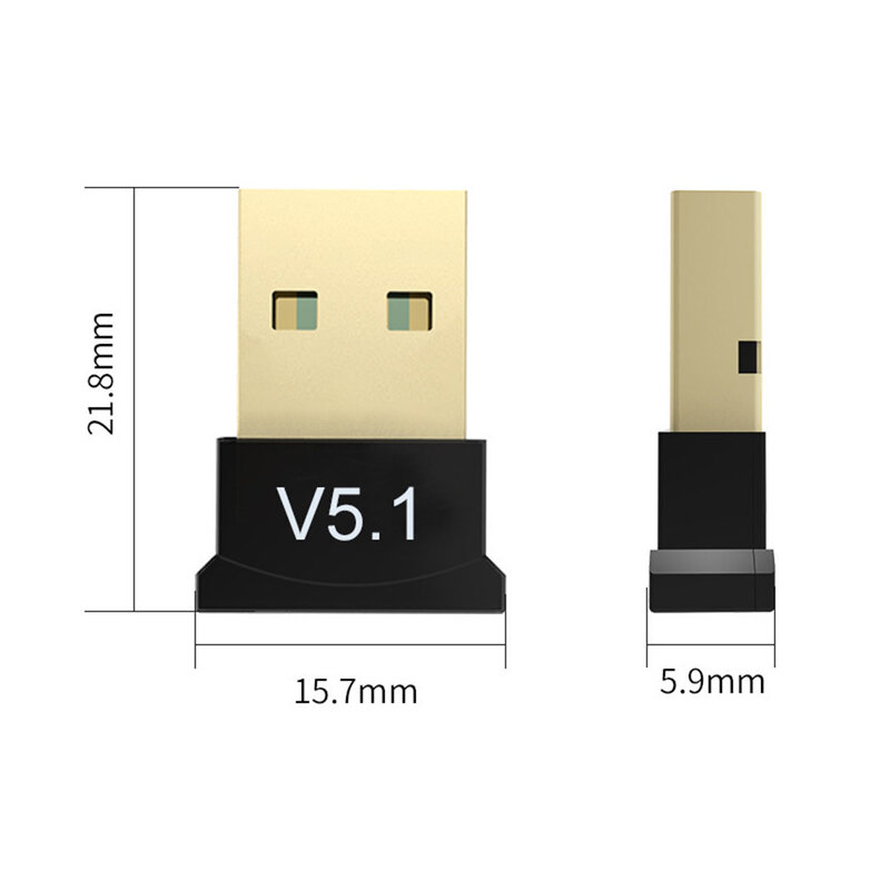 อะแดปเตอร์ดองเกิล5.1บลูทูธ USB สำหรับลำโพงพีซีคีย์บอร์ดเมาส์ไร้สายตัวรับสัญญาณลำโพงบลูทูธมีไฟ