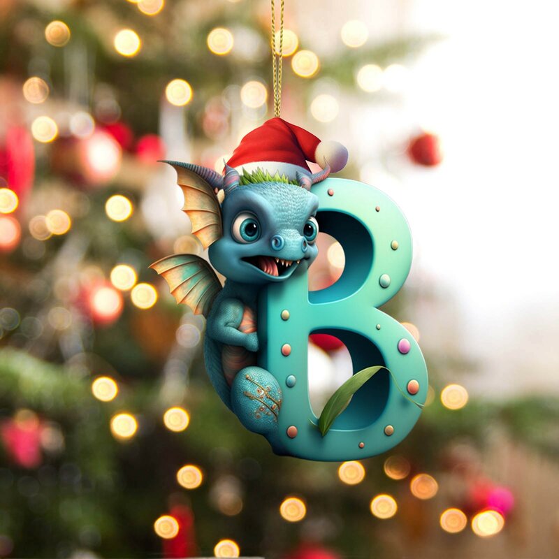 26 Letters Kerst Schattige Draak Baby Opknoping Ornament Boom Charme Decoraties Voor 2024 Nieuwe Jaar Thuis Kerstboom Ornament Geschenken