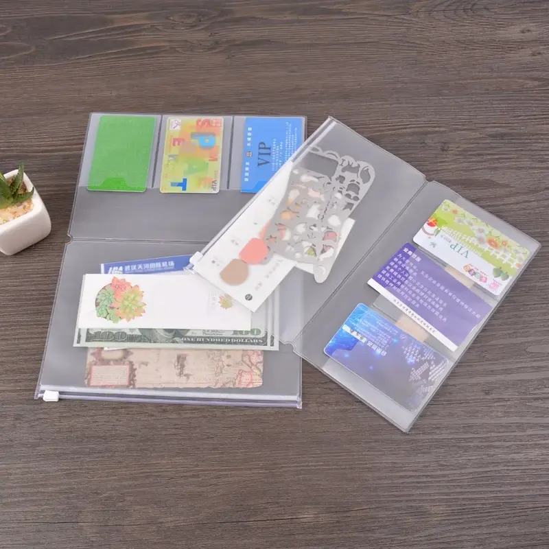 PVC 지퍼 포켓 파일 폴더 여행 저널 노트북 플래너 액세서리, 카드 홀더 보관 파우치 가방, A5, 일반, 여권