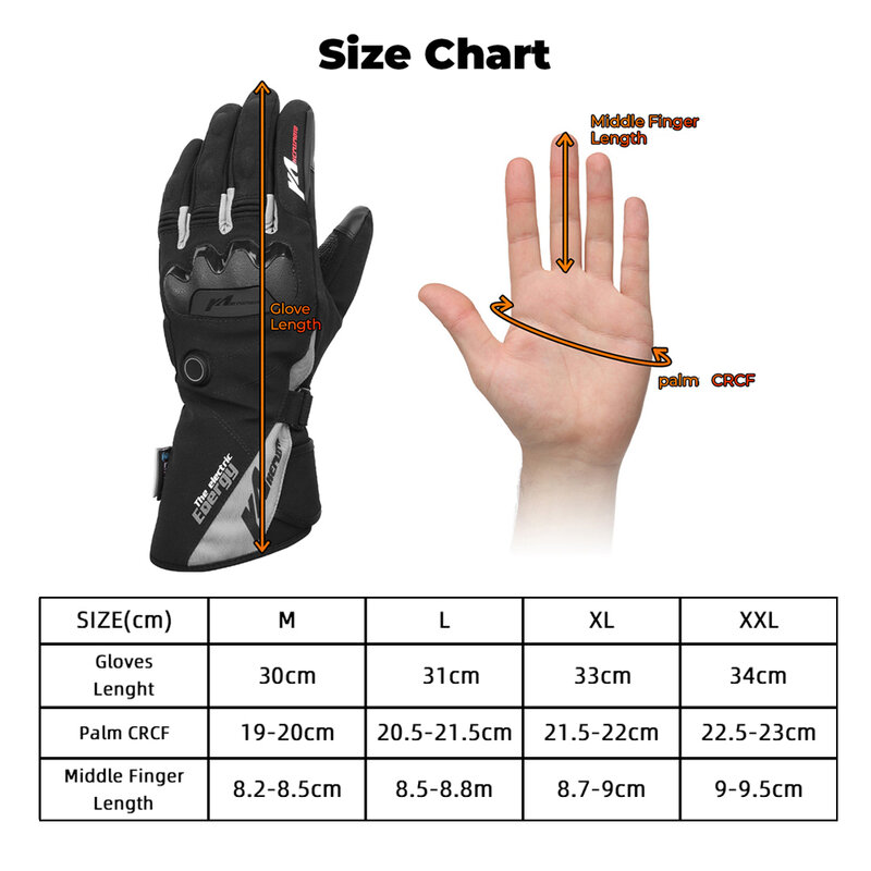 Motorcycle Heated Gloves Winter Warm Skiing Gloves Touch Screen Waterproof Rechargeable Heating Thermal Gloves For Snowmobile