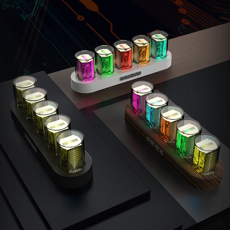 Jam Tabung Nixie Digital dengan Lampu LED RGB untuk Dekorasi Desktop Rumah. Kemasan Kotak Mewah untuk Ide Hadiah.