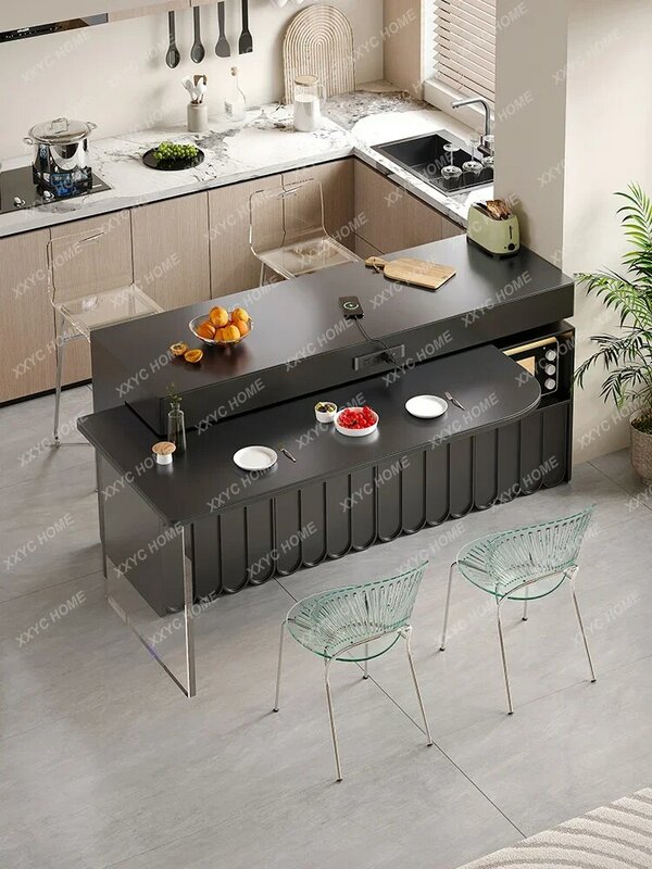 Кухонный остров с подвеской, обеденный стол, встроенный высококлассный бытовой, для маленькой квартиры, французская кухонная каменная тарелка, средняя кухня