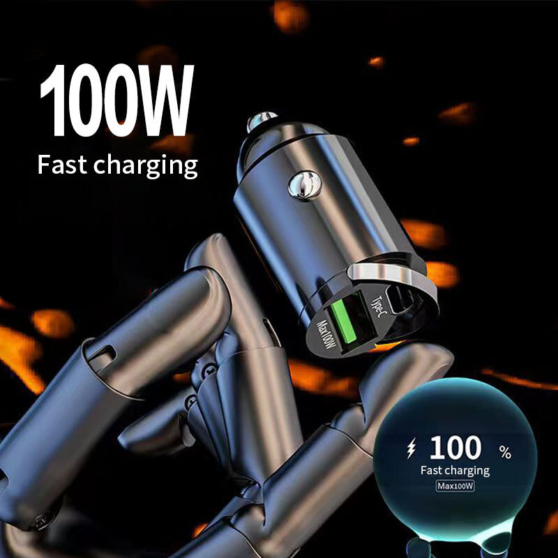 100W Mini caricabatteria da auto accendino ricarica rapida per iPhone QC3.0 Mini PD USB tipo C caricabatteria da auto per Xiaomi Samsung Huawei