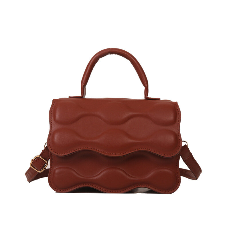 2023 New Fashion Female Star Small Square Bag Women's Fashion Wave Pattern Irregular Handheld Ladies Bag One Shoulder Handbag