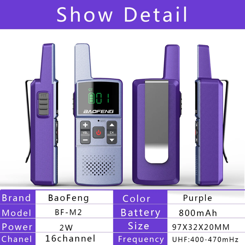 Портативная мини-рация Baofeng M1/M2, 400-470 МГц, USB, Прямая зарядка, UHF, с гарнитурой для двухсторонней радиосвязи, 1/2 шт.