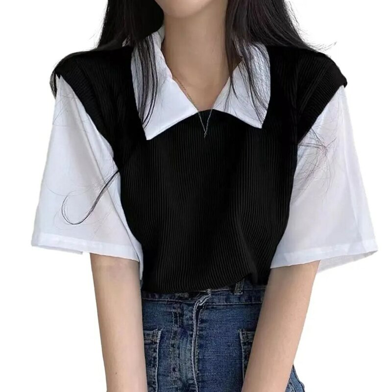 Shirts Women TShirt Sexy Retro Spring Student Summer Turn Down Collar Vintage Casual Daily Fashionable Printing