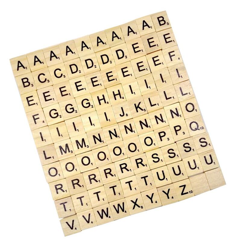 Lot of 100 Wood Alphabet puzzle Tiles Scrapbook Jewelry Craft Complete Set