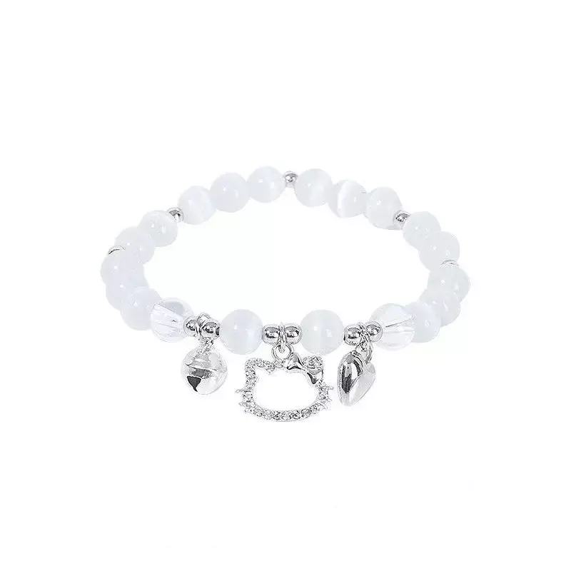 Neuer Stil Hallo Kitty Sanrio Liebe Glocke Armband Zubehör Mädchen glänzende Perlen Hand Perlen Boudoir Armband Bestie Armband Geschenk