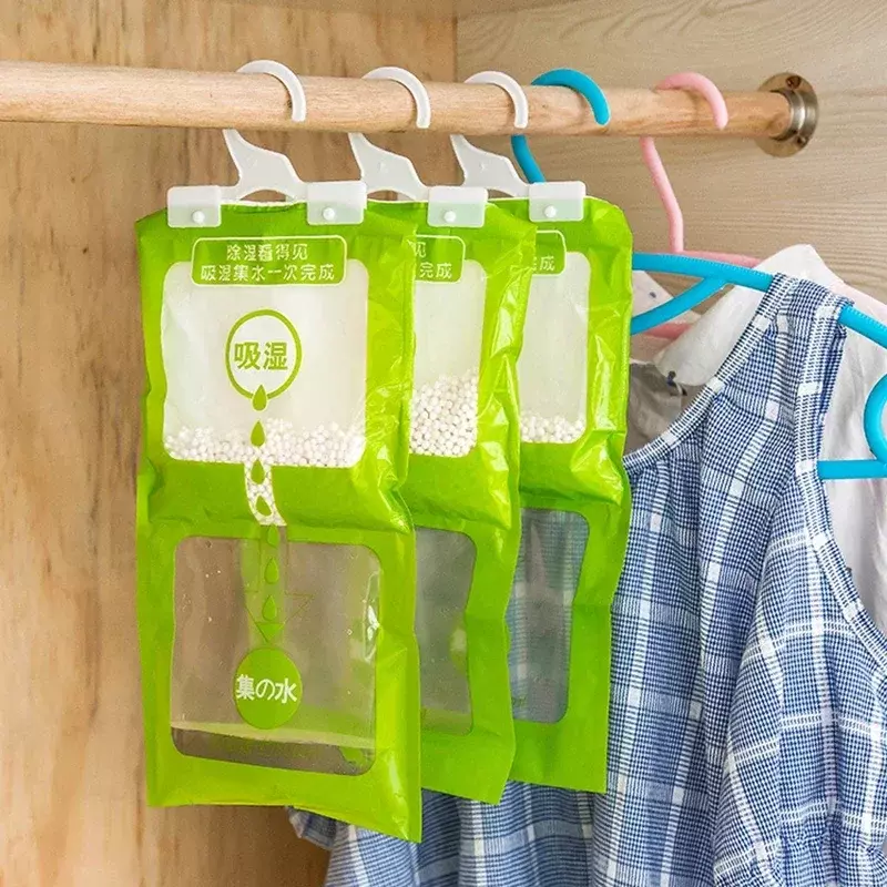 2 buah tas lemari pakaian dapat digantung, anti lembab, tas dehumidifikasi, tas menyerap kelembaban, lemari Dehumidizer ramah lingkungan