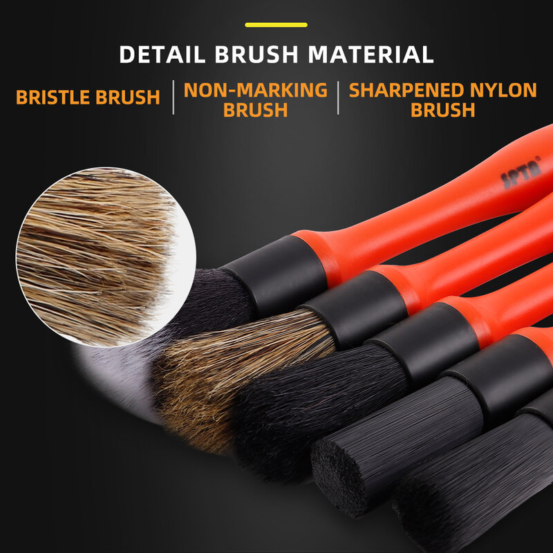 SPTA Car Detailing Brush Set 5 Pack Soft Mixed Hair Auto Detail Brush Kit No Scratch for Automotive Interior Exterior Dashboard