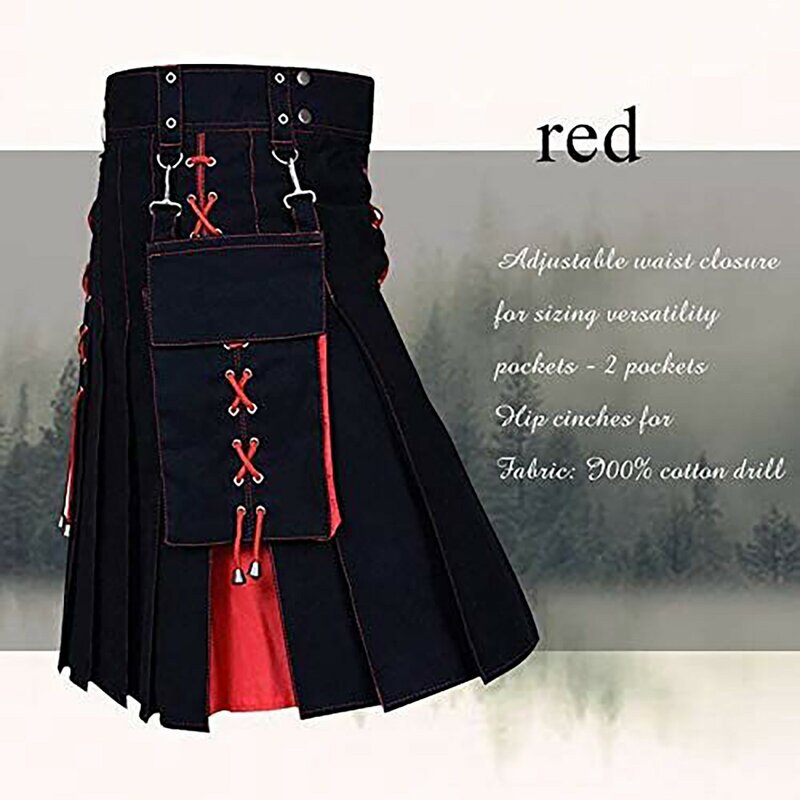 Falda escocesa de estilo Medieval Vintage para hombre, cintura alta, informal, talla grande, moda urbana, Lugentolo
