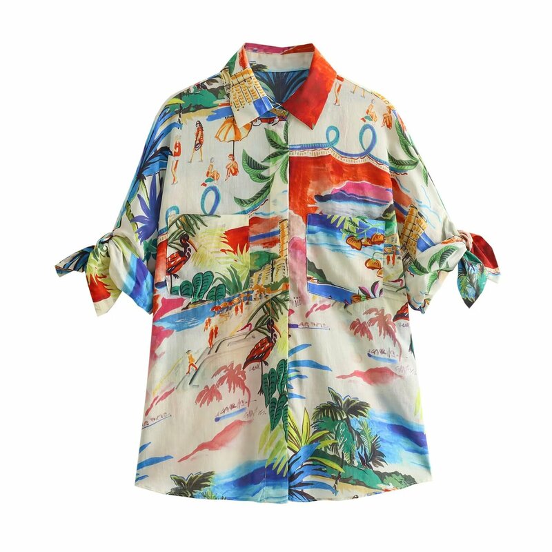 Dames Nieuwe Modieuze Vakantie Stijl Bedrukt Shirt Lange Rok