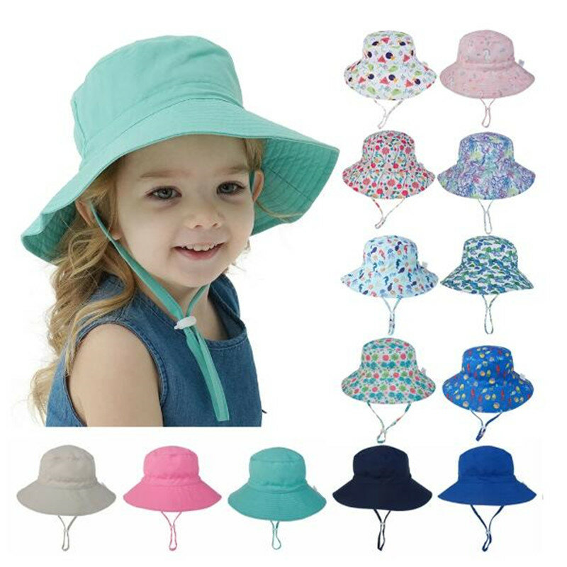 Chapéu de sol de verão para bebê, meninas e meninos, ao ar livre, Anti UV, Kids Beach Caps, Bucket Cap