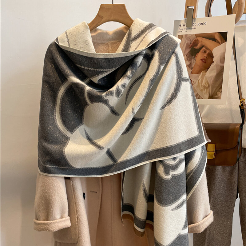 Warm Winter Cashmere Pashmina Thick Shawl Scarf for Women Luxury Brand 180*65cm Blanket Wraps Bufanda Neck  Echarpe 2022