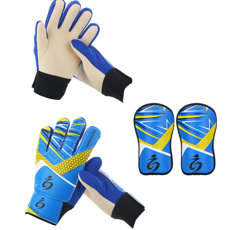 Children Goalkeeper Gloves Primary Secondary Student Leg Guard Youth Football Training Set Breathable Non-slip Gloves Thick