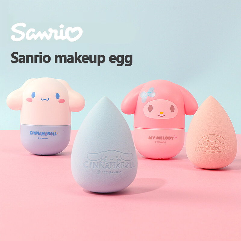 Cartoon makijaż jajko pudełko z przykrywką Sanrio Kawaii Cinnamorroll moja melodia puszek do makijażu makijaż jajko zestaw dziewczyna prezenty świąteczne kobieta