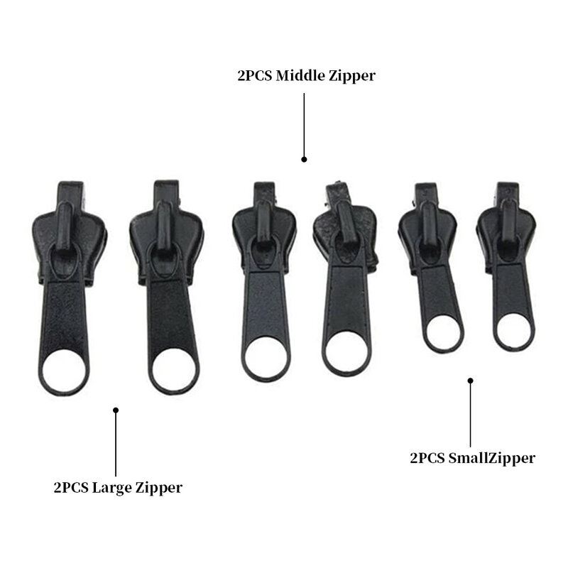6pcs Instant Zipper Universal Instant Fix Repair Kit Replacement Zip Slider Teeth Multifunctional Clothing Replacement  Zipper